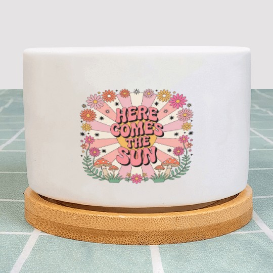 Here Comes The Sun Flowers Abstract Art Lover Plant Pots