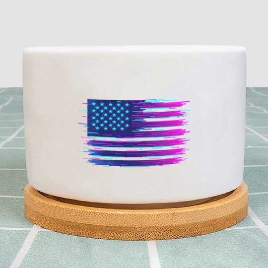 Retro Neon Grunge American Flag Plant Pots