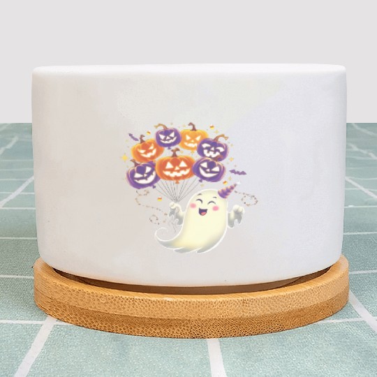 Halloween Ghost with Jack-o'-Lantern Balloons Plant Pots