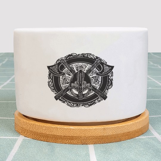 Axes of Valhalla: Viking Helmet Celtic Knot Design Plant Pots