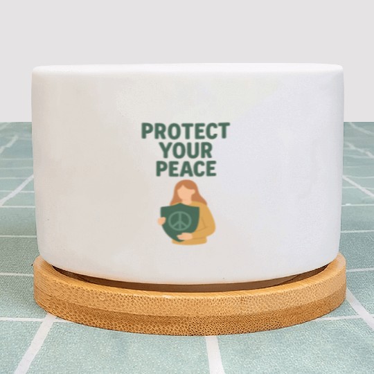 Peaceful Defender Shield Illustration Plant Pots