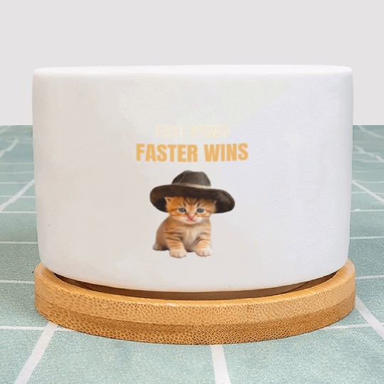 Fast Paws, Faster Wins - Cat Pickleball Plant Pots