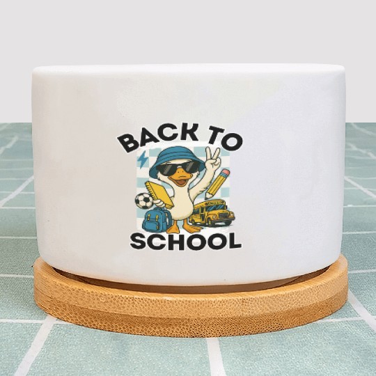 Funny Cartoon Duck Proud "Back to School" Plant Pots