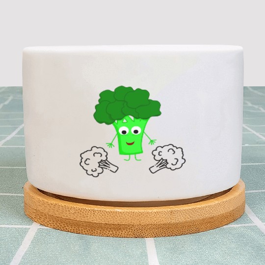 Whimsical Broccoli Character Design Plant Pots