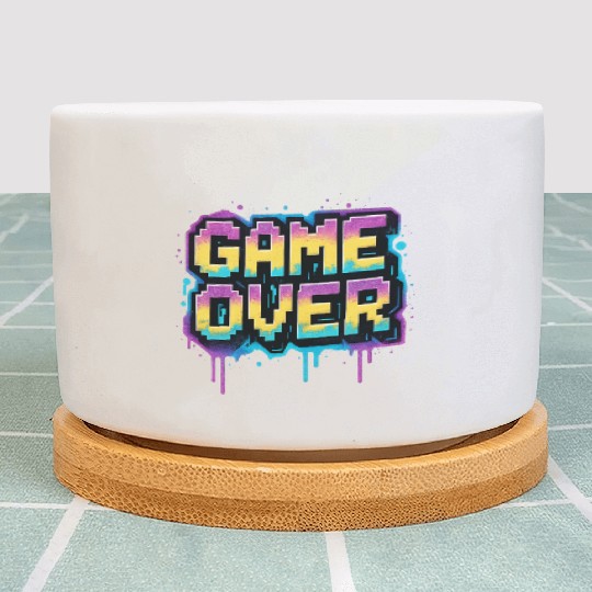 Pixelated Game Over Graffiti Design Plant Pots