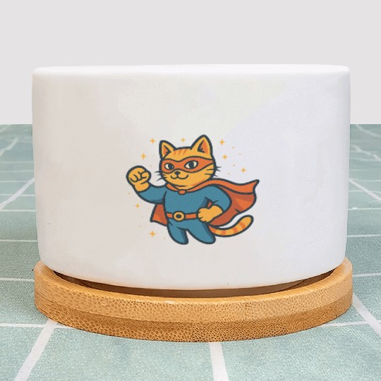 Martial Arts Cat Superhero Design Plant Pots