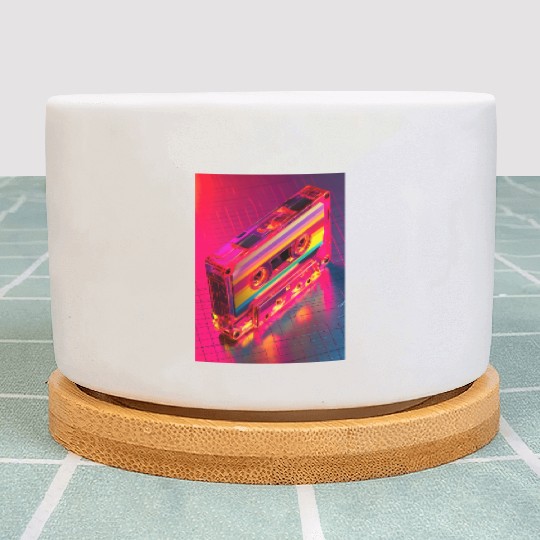Neon Rainbow Cassette Tape Plant Pots