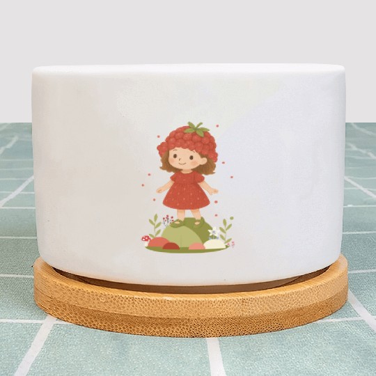 Cute Raspberry Girl Illustration Plant Pots