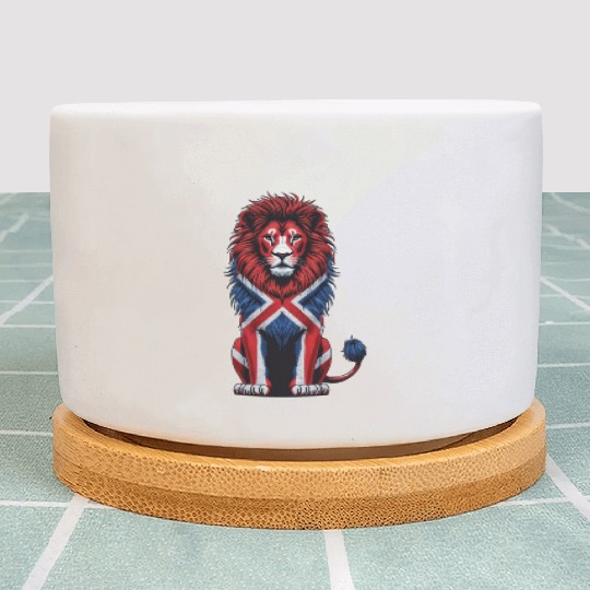 British Lion with Union Jack Flag Bold Art Design Plant Pots