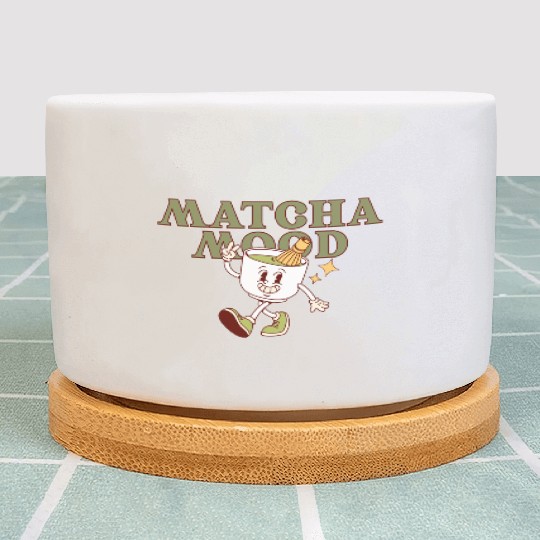 Matcha Mood Tea Cartoon Design  Plant Pots
