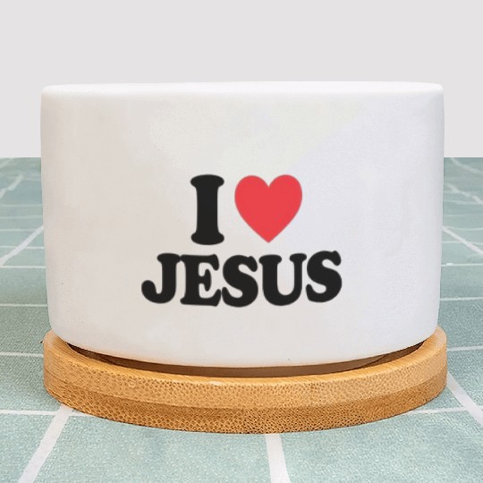 Heart and Cross with I Love Jesus Message Plant Pots