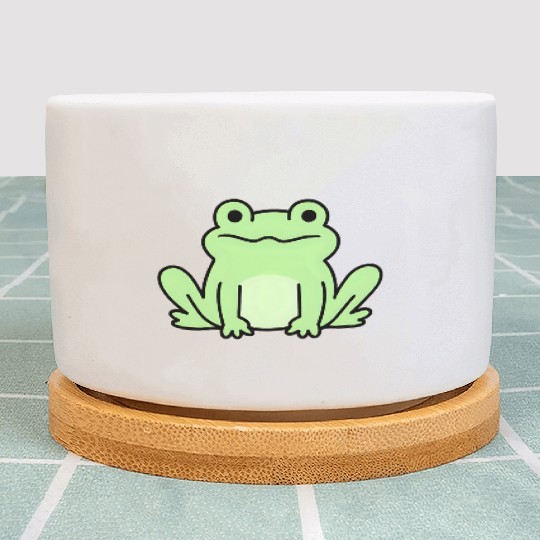 Lime Green Cartoon Frog Design Plant Pots