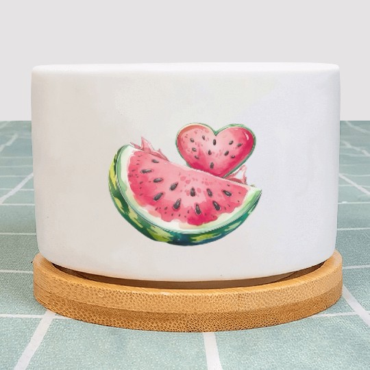 Watermelon Heart Fruit Illustration Plant Pots