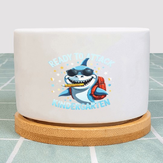 back-to-school-Shark With Backpack Kindergarten  Plant Pots