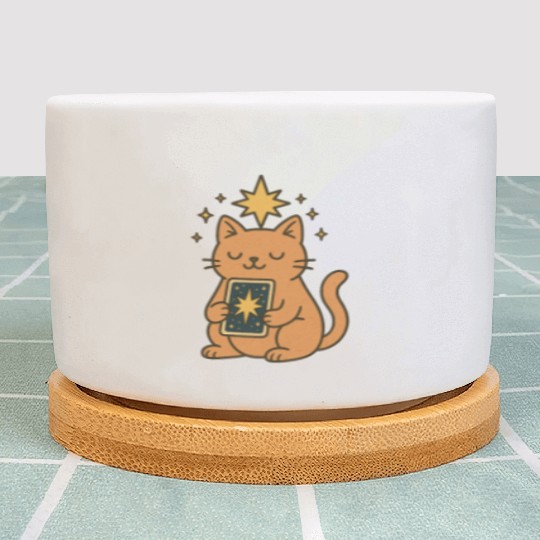 Celestial Cat Tarot Design Plant Pots