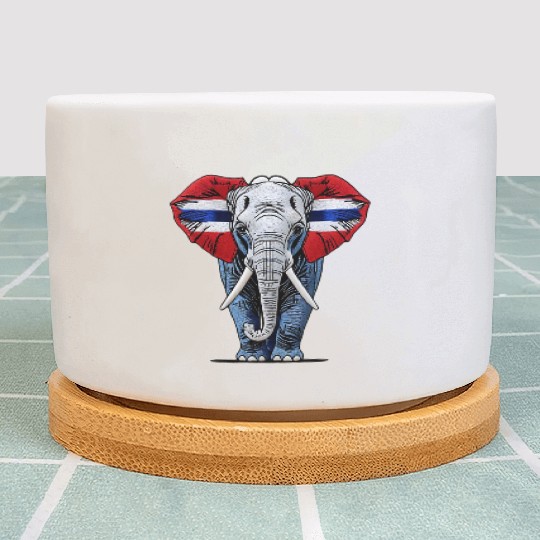 Thailand Elephant Red White Blue National Flag Cul Plant Pots