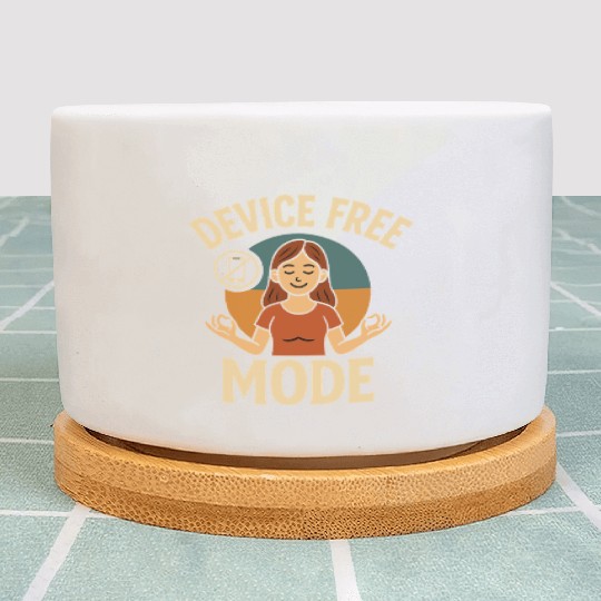 Device-Free Mode Peaceful Yoga Illustration Plant Pots