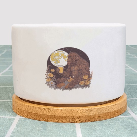 Bigfoot Drinking Beer by the Campfire Plant Pots