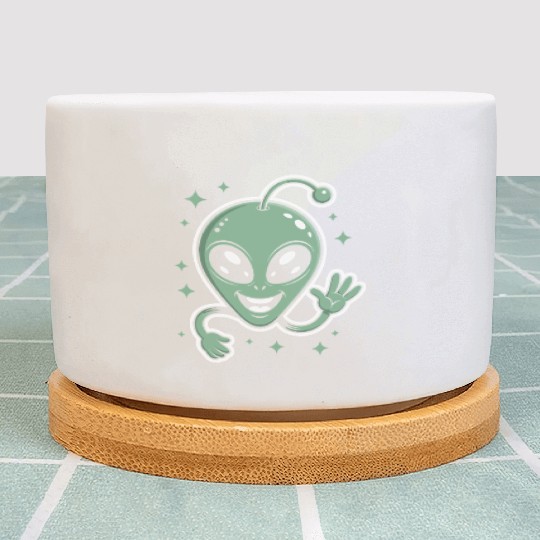 Cute Alien Cartoon Illustration Plant Pots