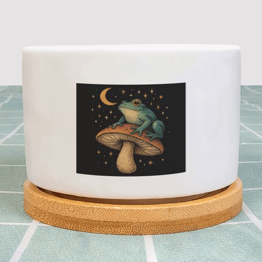Cosmic Mushroom and Frog Fantasy Plant Pots