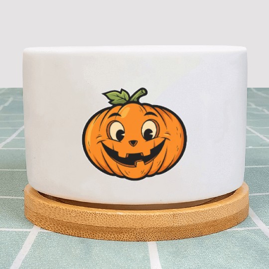 Playful Jack-o'-Lantern Cartoon Design Plant Pots