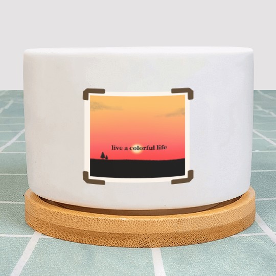 Colorful sunsets with modern text Plant Pots