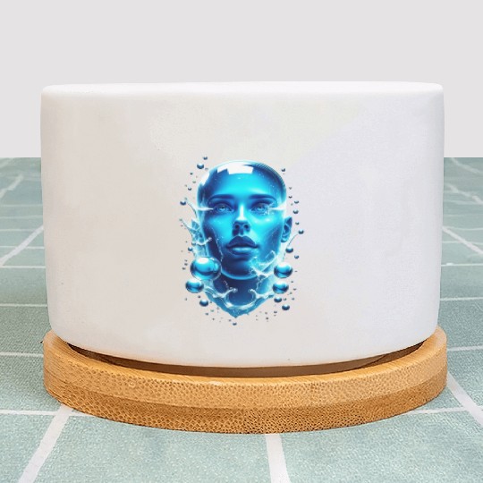 Futuristic Water-Alien Portrait Plant Pots