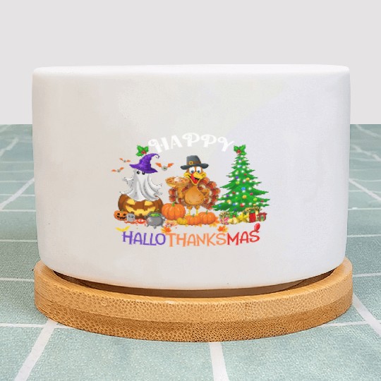 Retro Happy HalloThanksMas  Plant Pots