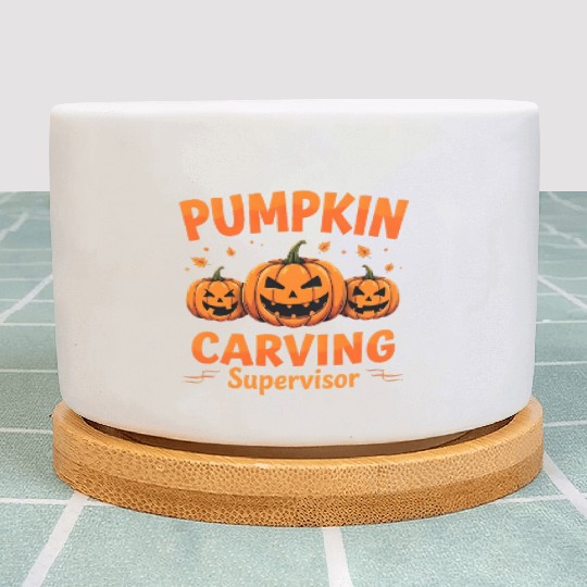 Pumpkin Carving Supervisor Funny Halloween  Plant Pots