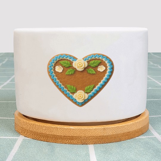 Heart-Shaped Gingerbread Cookie with Floral Icing Plant Pots