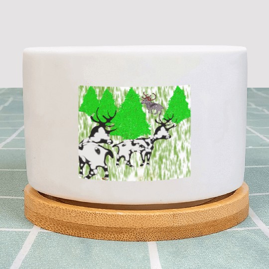 Whimsical Forest Moose with Reindeer Plant Pots