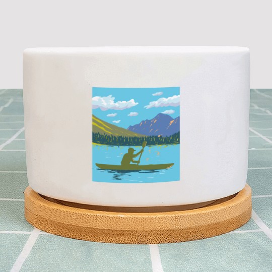 Kayak in Lake Josephine Glacier National Park WPA Plant Pots