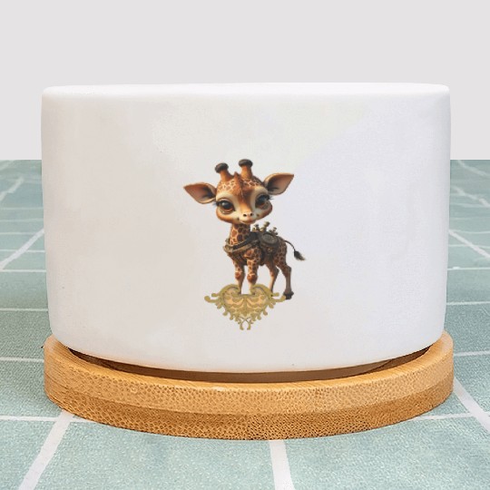 Whimsical Giraffe with Steampunk Accessories Plant Pots