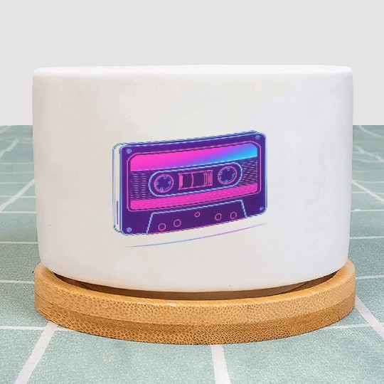 Neon Cassette Tape Retro Design Plant Pots
