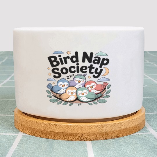 Bird Nap Society | Cute Lazy Sleeping Birds Plant Pots