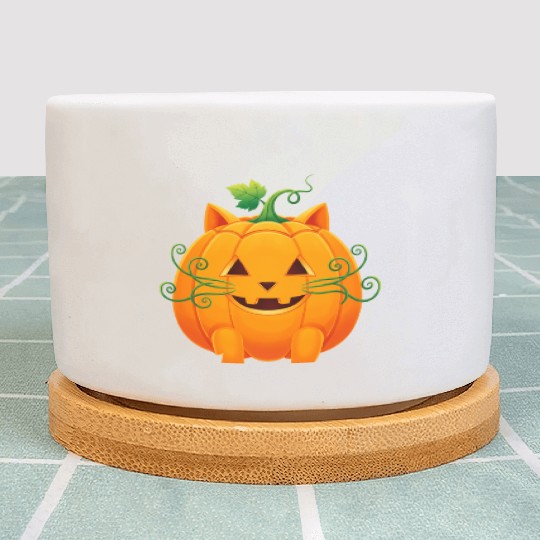 Whimsical Cat Pumpkin Costume Plant Pots