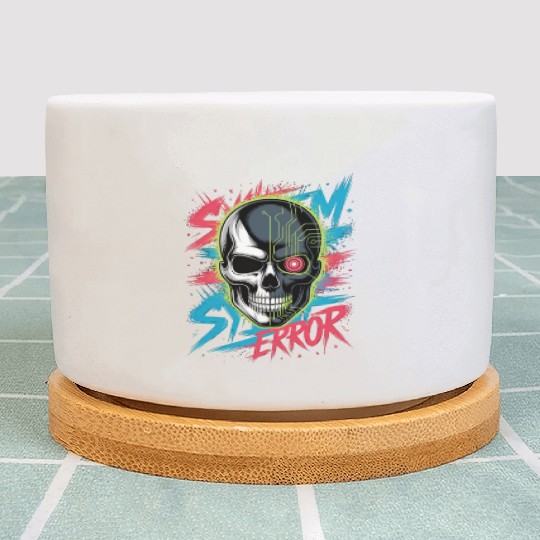 Cyber Skull Horror Graphic Plant Pots Design