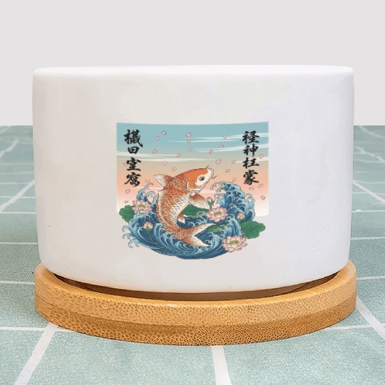 Koi Fish and Lotus Harmony Design Plant Pots