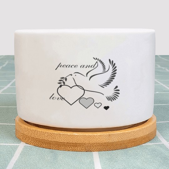 Dove of Peace with Heart and Olive Branch Plant Pots
