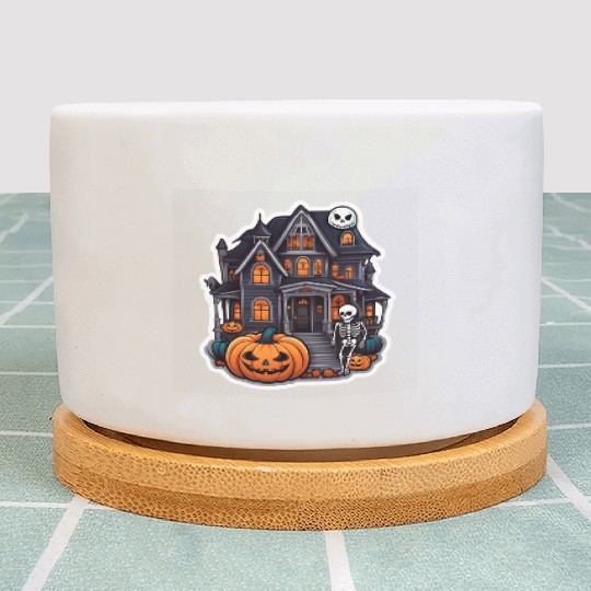 Haunted House Halloween Design Plant Pots