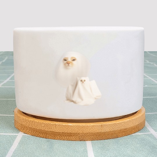 ghost cat meme funny halloween Plant Pots