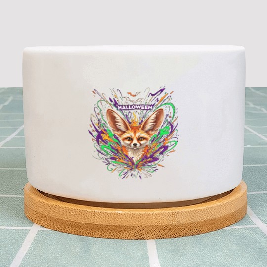 Halloween Fox with Psychedelic Fireworks Plant Pots