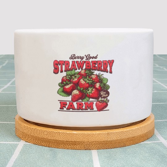 Strawberry Farm Vintage Illustration Plant Pots