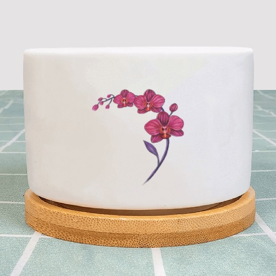 Elegant Violet Pink Orchid Flower Branch Design Plant Pots