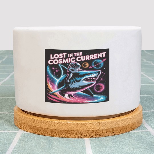 Cosmic Adventurer Shark Print Plant Pots
