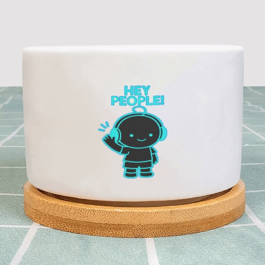 Neon Hello Kid with Headphones Plant Pots