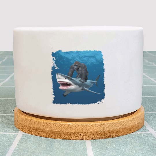 Funny Meme I Love Shark I Love Gorilla Weird Plant Pots