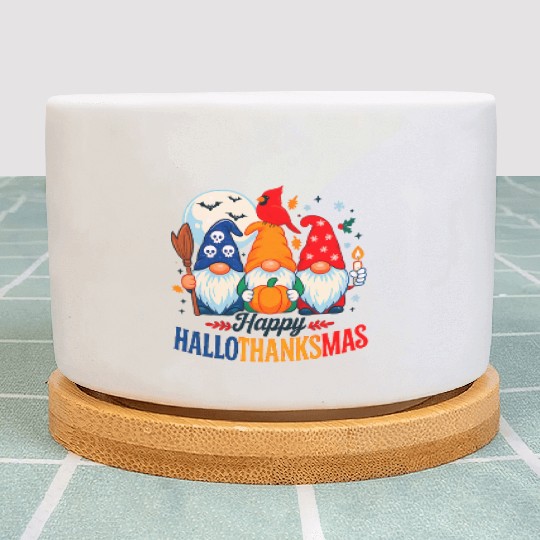 Festive Gnome Thanksgiving Scene Plant Pots