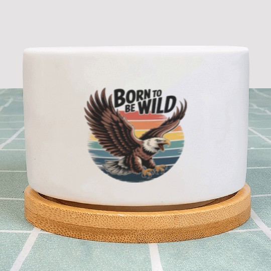 Born to Be Wild Eagle Illustration Plant Pots