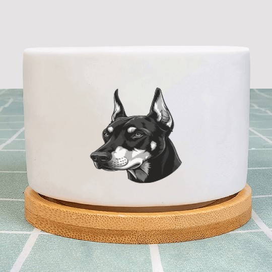 Elegant Black and White Husky Portrait Plant Pots